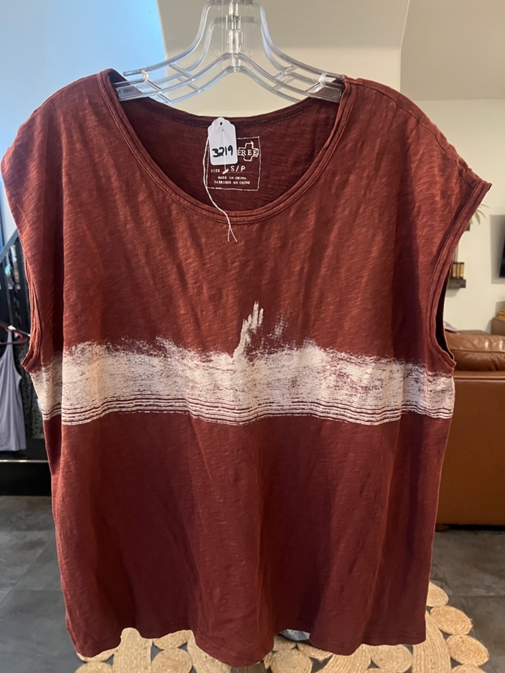 We The Free Women's Burnt Orange Tank with White Stripe